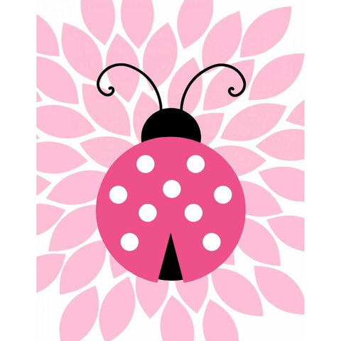 Pink Ladybug I Black Modern Wood Framed Art Print with Double Matting by Robinson, Tamara