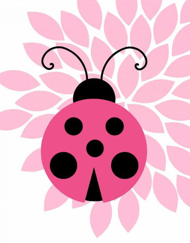 Pink Ladybug III White Modern Wood Framed Art Print with Double Matting by Robinson, Tamara