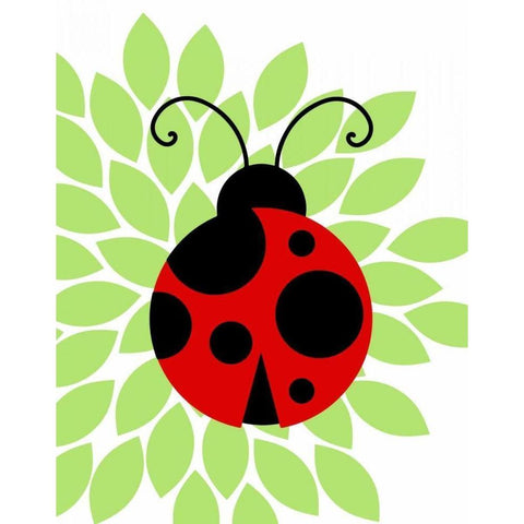 Ladybug Black Modern Wood Framed Art Print by Robinson, Tamara