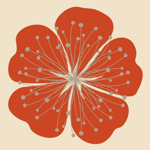 Flower Outline I White Modern Wood Framed Art Print with Double Matting by Robinson, Tamara