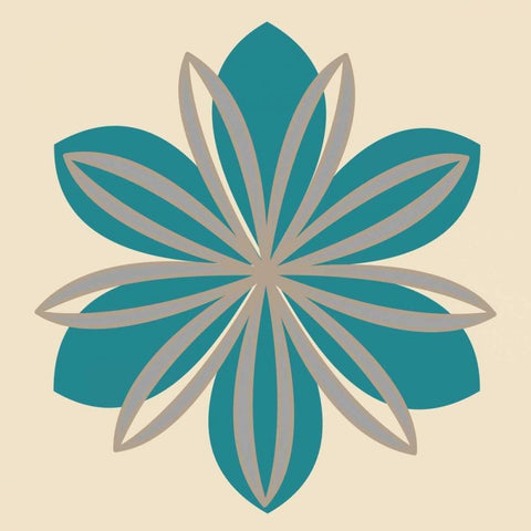 Flower Outline II White Modern Wood Framed Art Print by Robinson, Tamara