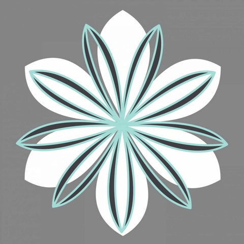 Flower Outline 1B White Modern Wood Framed Art Print with Double Matting by Robinson, Tamara