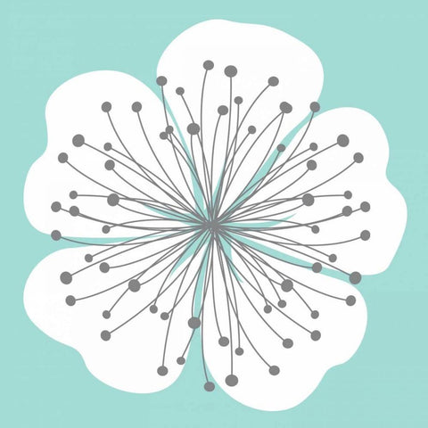 Flower Outline 2B Black Modern Wood Framed Art Print with Double Matting by Robinson, Tamara