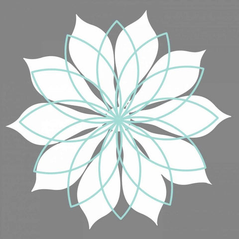 Flower Outline 3B White Modern Wood Framed Art Print by Robinson, Tamara