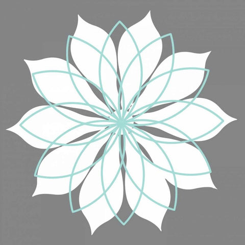 Flower Outline 3B White Modern Wood Framed Art Print with Double Matting by Robinson, Tamara