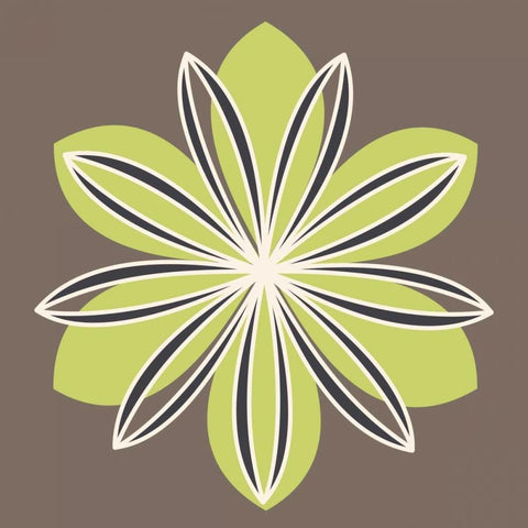 Flower Outline 1C White Modern Wood Framed Art Print with Double Matting by Robinson, Tamara