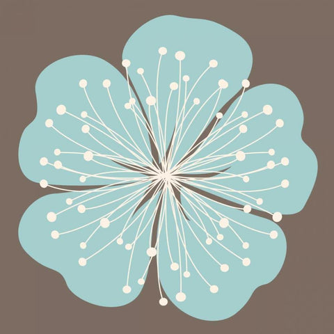 Flower Outline 2C White Modern Wood Framed Art Print with Double Matting by Robinson, Tamara