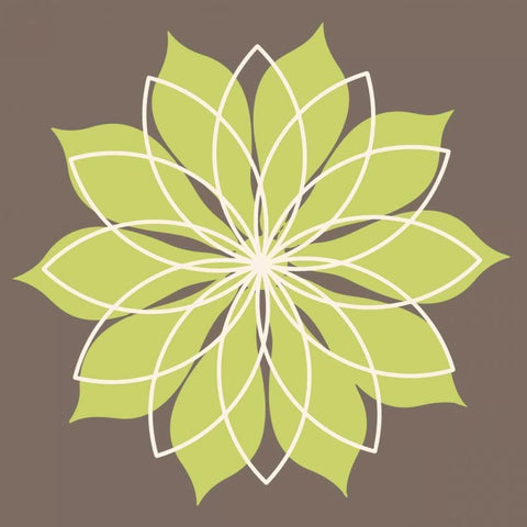 Flower Outline 3C White Modern Wood Framed Art Print with Double Matting by Robinson, Tamara