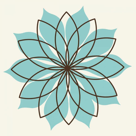 Flower Outline 3D Black Modern Wood Framed Art Print with Double Matting by Robinson, Tamara