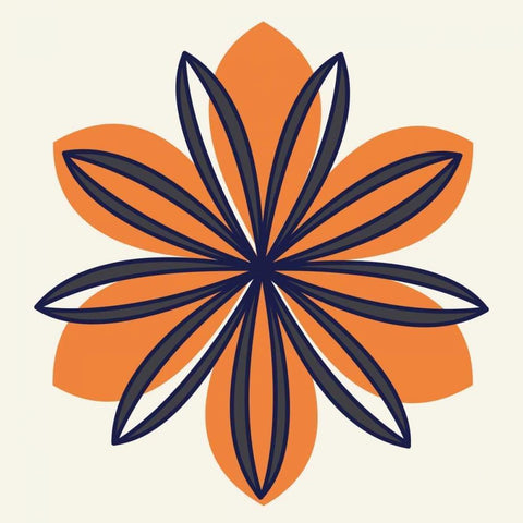 Flower Outline 1E White Modern Wood Framed Art Print with Double Matting by Robinson, Tamara