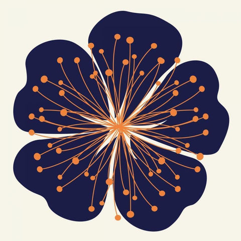 Flower Outline 2E White Modern Wood Framed Art Print with Double Matting by Robinson, Tamara