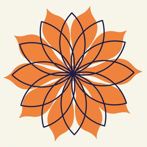 Flower Outline 3E White Modern Wood Framed Art Print with Double Matting by Robinson, Tamara