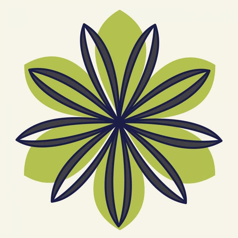 Flower Outline 1F Black Modern Wood Framed Art Print with Double Matting by Robinson, Tamara