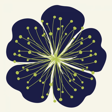 Flower Outline 2F White Modern Wood Framed Art Print with Double Matting by Robinson, Tamara