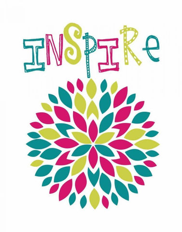 Inspire Flower Burst White Modern Wood Framed Art Print with Double Matting by Robinson, Tamara