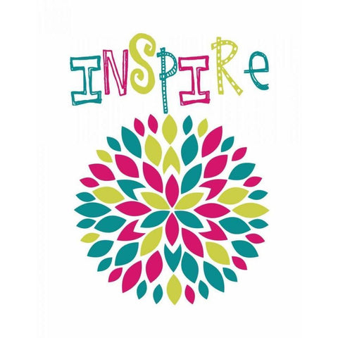 Inspire Flower Burst Black Modern Wood Framed Art Print by Robinson, Tamara