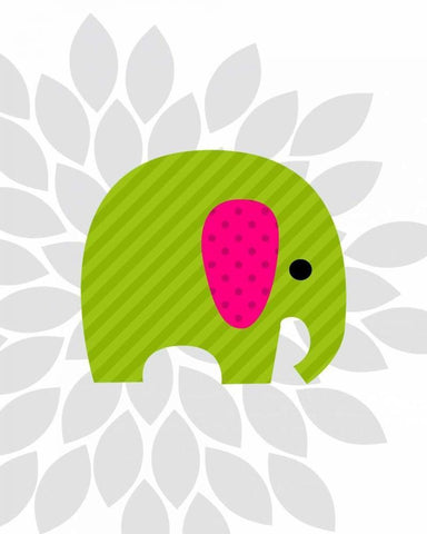 Elephant Flower I White Modern Wood Framed Art Print with Double Matting by Robinson, Tamara