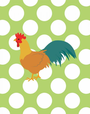 Rooster Polka Dots Black Ornate Wood Framed Art Print with Double Matting by Robinson, Tamara