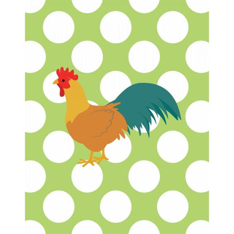Rooster Polka Dots Black Modern Wood Framed Art Print by Robinson, Tamara