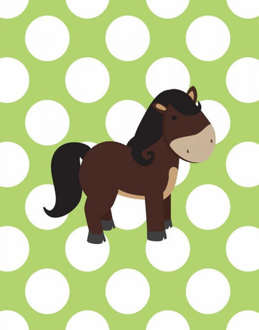 Horse Polka Dots Black Ornate Wood Framed Art Print with Double Matting by Robinson, Tamara