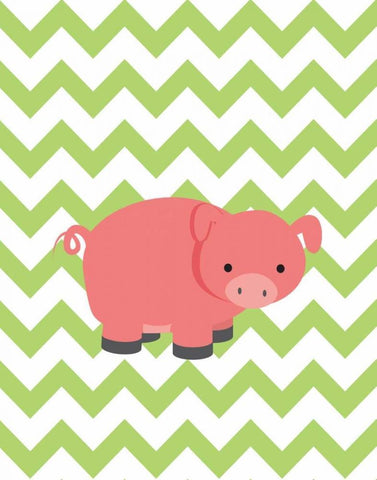 Chevron Pig White Modern Wood Framed Art Print with Double Matting by Robinson, Tamara
