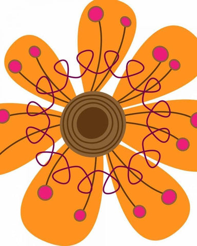 Zoom Flower VI White Modern Wood Framed Art Print with Double Matting by Robinson, Tamara