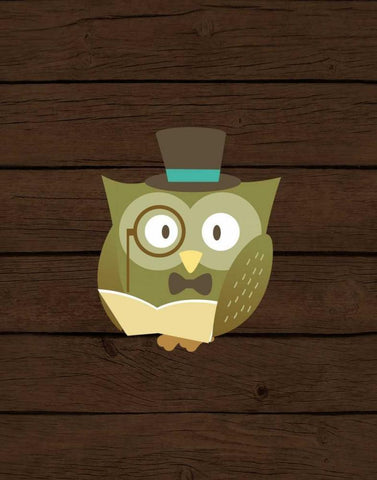 Hipster Owl White Modern Wood Framed Art Print with Double Matting by Robinson, Tamara