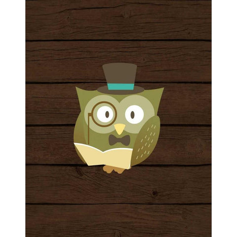 Hipster Owl Black Modern Wood Framed Art Print with Double Matting by Robinson, Tamara