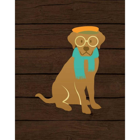 Hipster Dog Gold Ornate Wood Framed Art Print with Double Matting by Robinson, Tamara