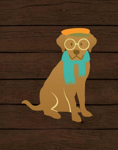 Hipster Dog White Modern Wood Framed Art Print with Double Matting by Robinson, Tamara