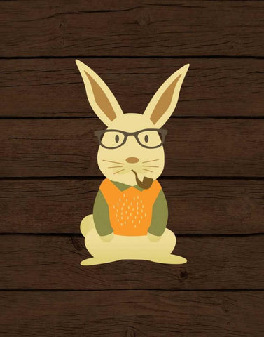 Hipster Bunny Black Ornate Wood Framed Art Print with Double Matting by Robinson, Tamara