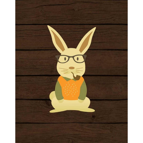 Hipster Bunny Black Modern Wood Framed Art Print by Robinson, Tamara