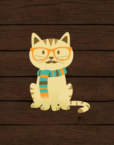 Hipster Cat Black Ornate Wood Framed Art Print with Double Matting by Robinson, Tamara