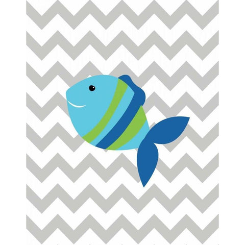 Chevron Fish Black Modern Wood Framed Art Print by Robinson, Tamara