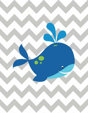 Chevron Whale White Modern Wood Framed Art Print with Double Matting by Robinson, Tamara