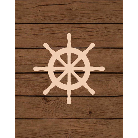 Nautical Wood Wheel Black Modern Wood Framed Art Print with Double Matting by Robinson, Tamara