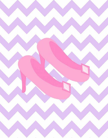 Chevron Princess Shoes Black Ornate Wood Framed Art Print with Double Matting by Robinson, Tamara