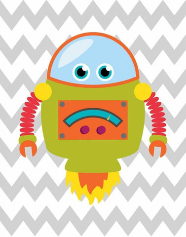 Robot Chevron I White Modern Wood Framed Art Print with Double Matting by Robinson, Tamara