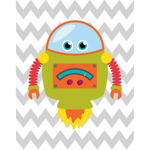 Robot Chevron I Black Modern Wood Framed Art Print by Robinson, Tamara