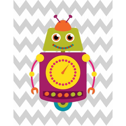 Robot Chevron II White Modern Wood Framed Art Print by Robinson, Tamara