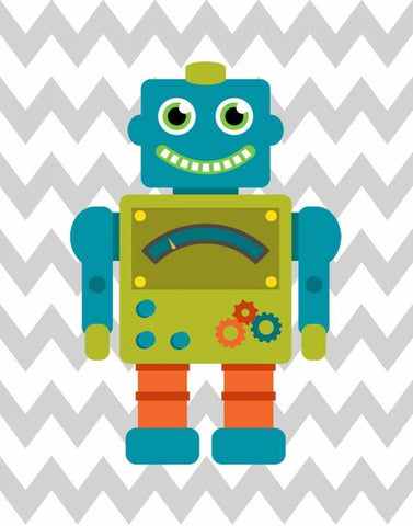 Robot Chevron IV Black Ornate Wood Framed Art Print with Double Matting by Robinson, Tamara