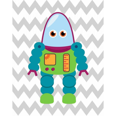 Robot Chevron V Gold Ornate Wood Framed Art Print with Double Matting by Robinson, Tamara