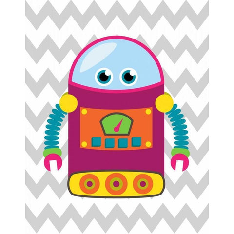 Robot Chevron VI White Modern Wood Framed Art Print by Robinson, Tamara