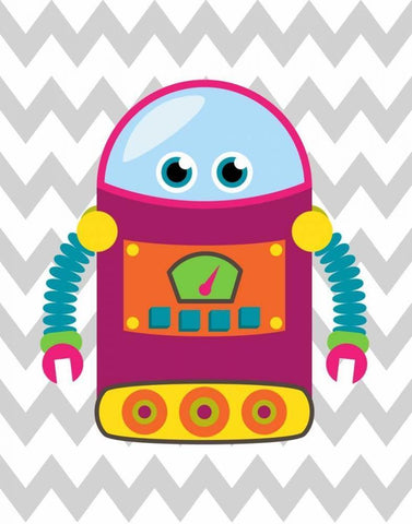 Robot Chevron VI White Modern Wood Framed Art Print with Double Matting by Robinson, Tamara