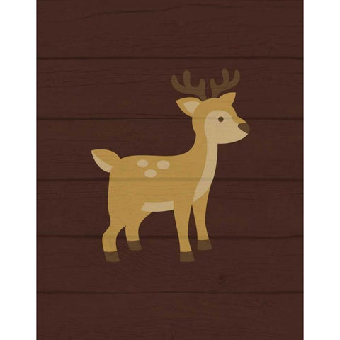 Woodland Deer Black Modern Wood Framed Art Print with Double Matting by Robinson, Tamara