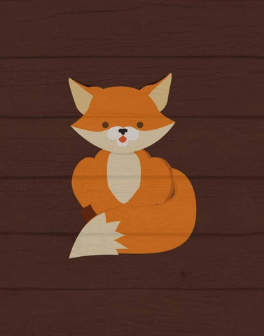 Woodland Fox White Modern Wood Framed Art Print with Double Matting by Robinson, Tamara