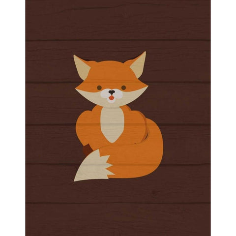 Woodland Fox Black Modern Wood Framed Art Print by Robinson, Tamara