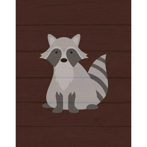Woodland Raccoon Gold Ornate Wood Framed Art Print with Double Matting by Robinson, Tamara