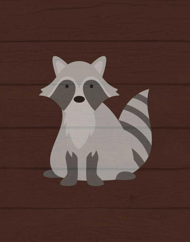 Woodland Raccoon White Modern Wood Framed Art Print with Double Matting by Robinson, Tamara