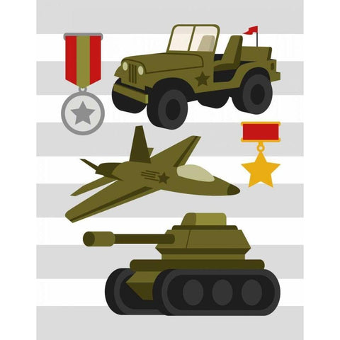 Army Trucks Gold Ornate Wood Framed Art Print with Double Matting by Robinson, Tamara